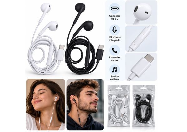 &ua AURICULAR CABLE MANOS LIBRES BOLSA TIPO C